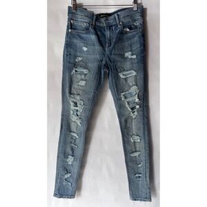 Express Jeans 4R Blue Distressed Ripped Mid Rise‎ Legging Denim Pants